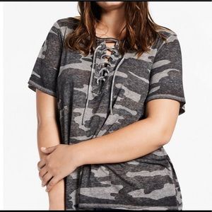Lucky Brand Distressed Camo T-shirt XS